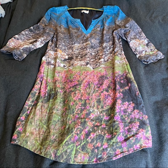 Anthropologie Meadow Rue Scotland Dress 100% Silk - Picture 1 of 8